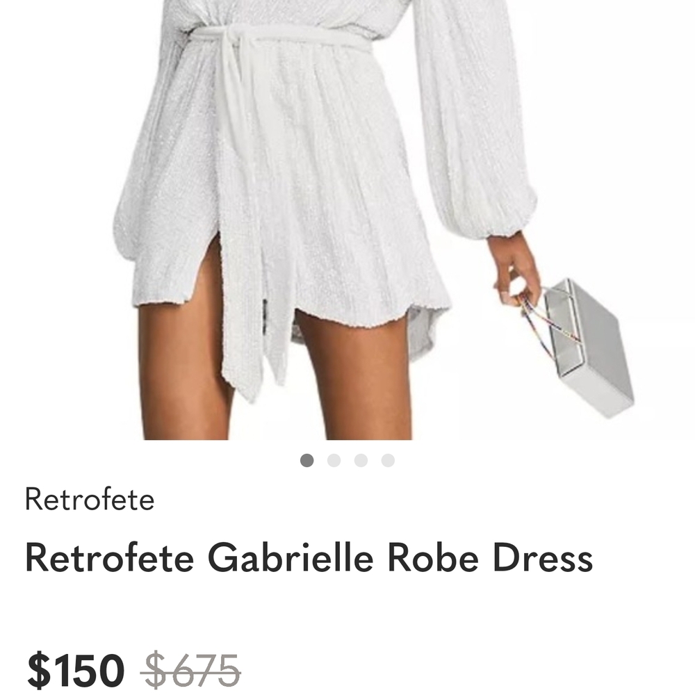 Retrofete White Mini Dress with Tie Waist